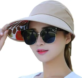 YEKEYI Sun Hats Women Summer Hat Outdoor UV Protection Wide Large Brim Cap Beach Visor Caps Foldable (Nave)