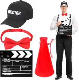 Yewong Adult Movie Director Costume Set Include Hat Bowtie Clapboard Megaphone for Film Birthday Party Photo Props