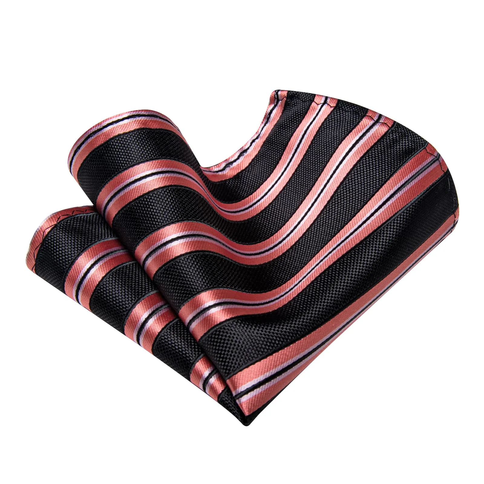 YourTies Black Necktie Coral Red Stripes Men's Tie Brooch for Suit Set