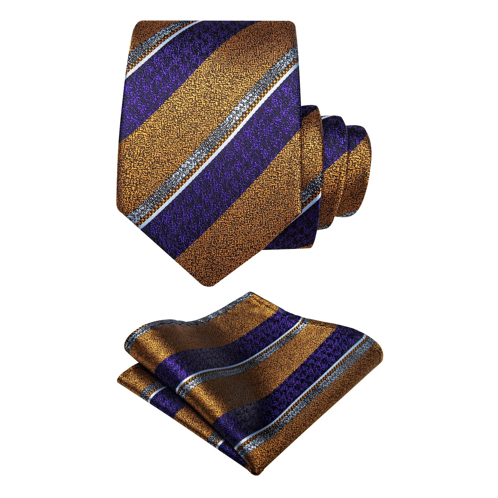 YourTies Blue Gold Necktie Striped Men Tie Brooch Set for Suit Blazer