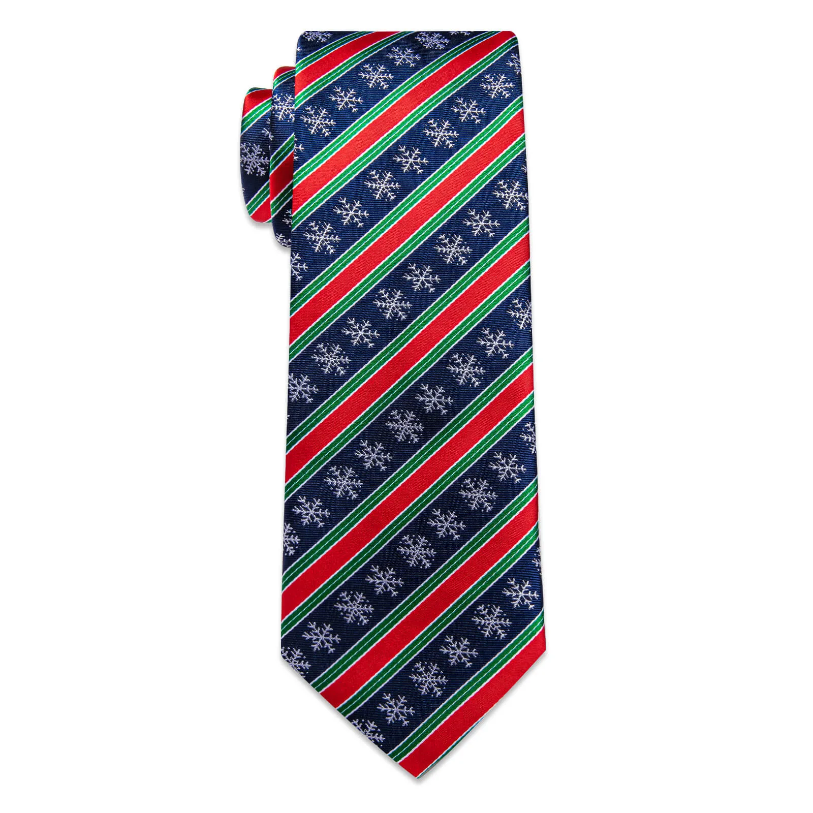 YourTies Dark Blue Red Green Striped Christmas Men's Necktie Set