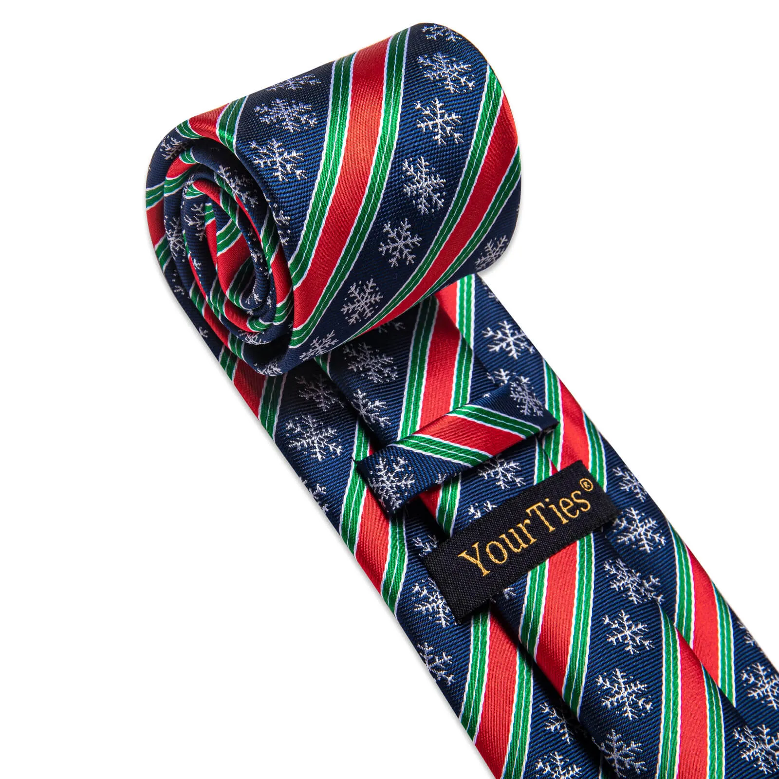 YourTies Dark Blue Red Green Striped Christmas Men's Necktie Set