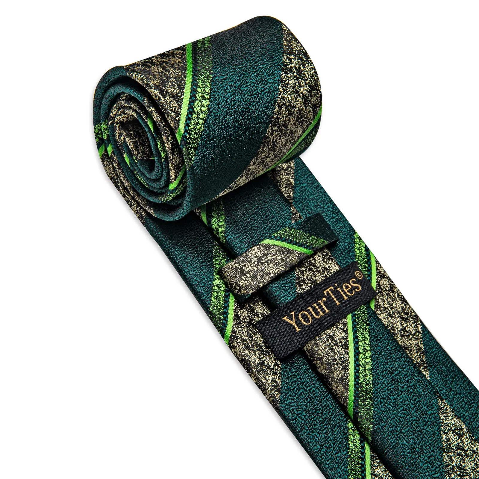 YourTies Dark Green Necktie Men's Wedding Necktie Hanky Cufflinks Set