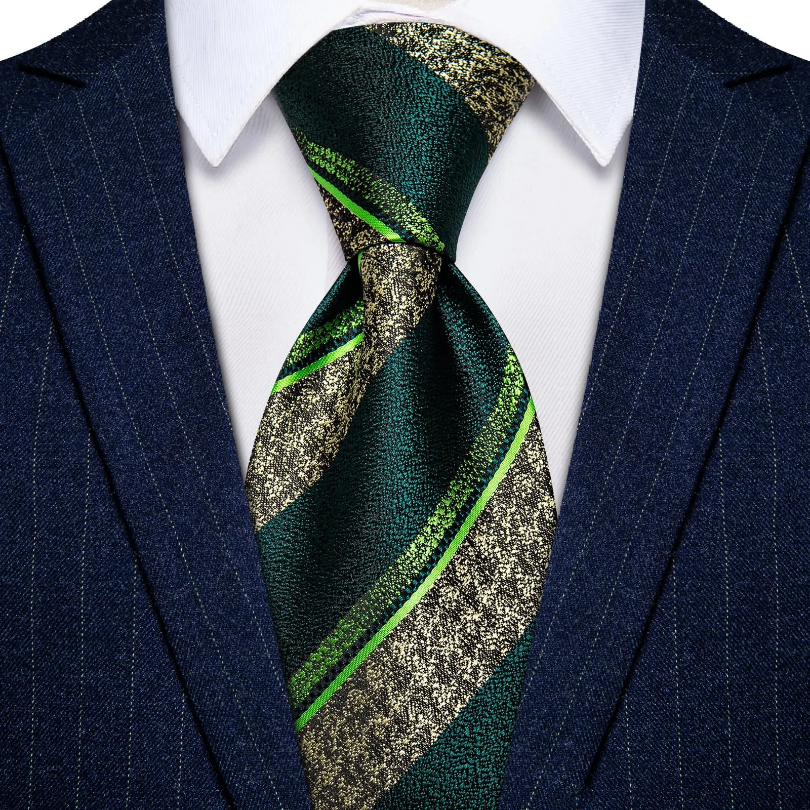 YourTies Dark Green Necktie Men's Wedding Necktie Hanky Cufflinks Set