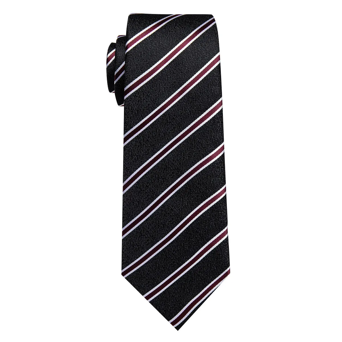 YourTies Mens Black Tie Red Striped Silk Necktie with Golden Tie Clip