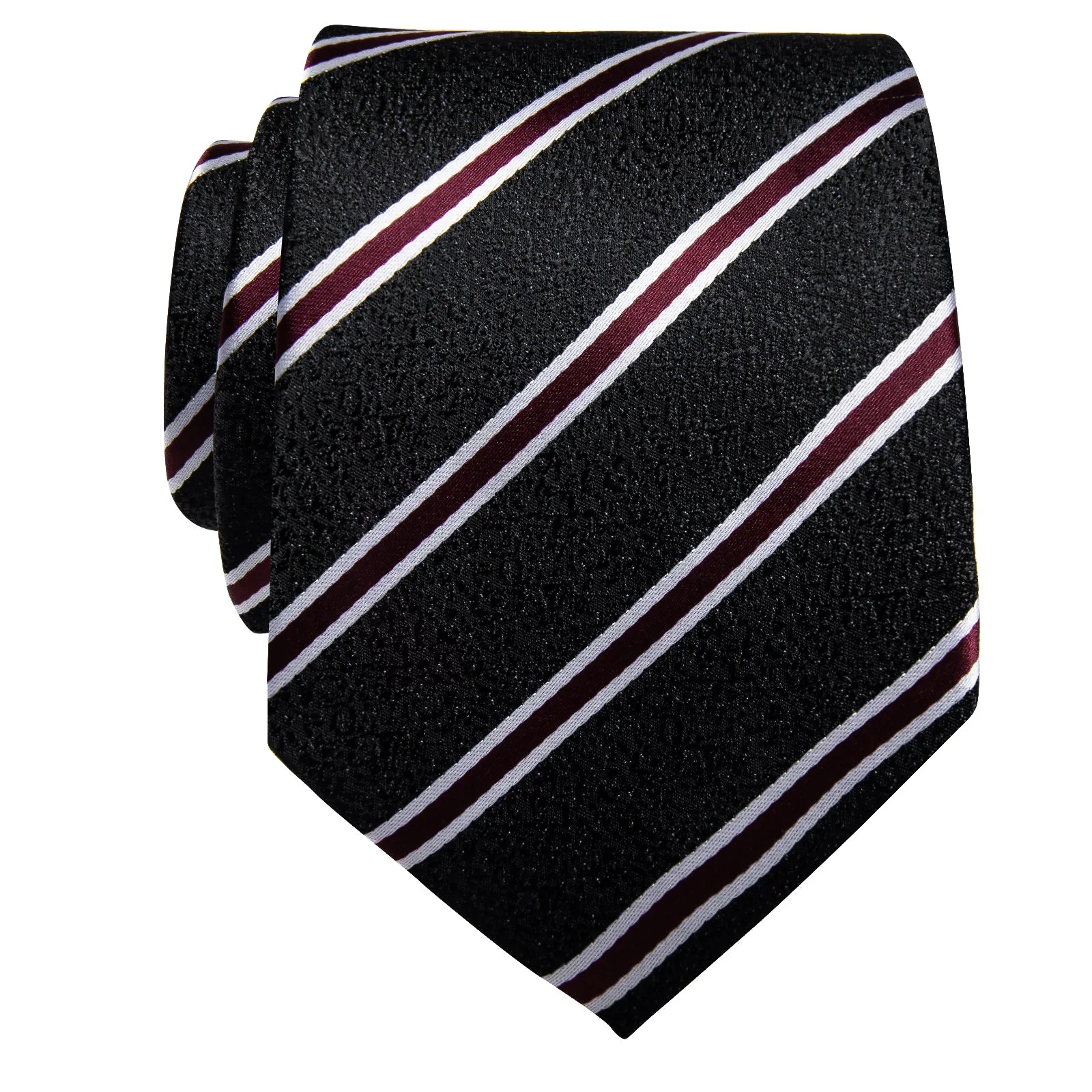 YourTies Mens Black Tie Red Striped Silk Necktie with Golden Tie Clip