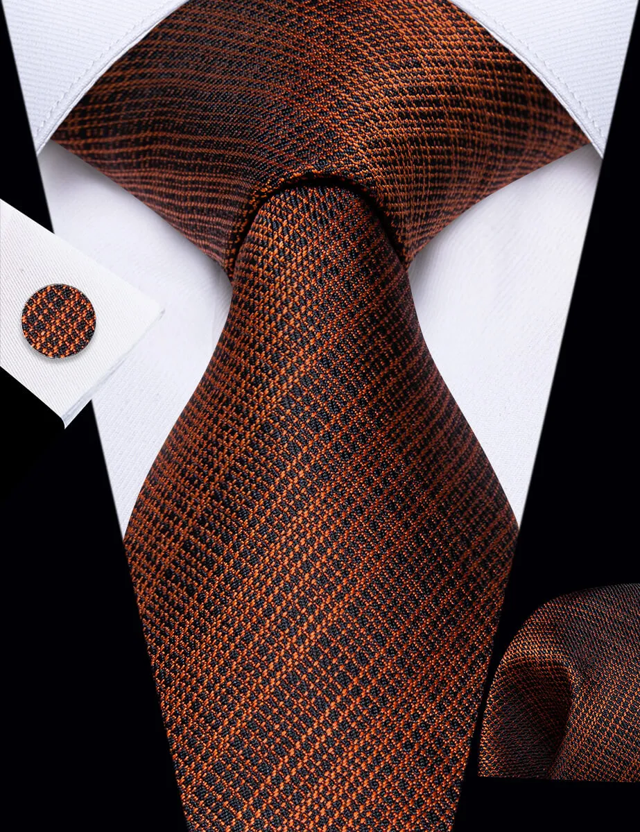 YourTies Stripeds Necktie Black White Jacquard Tie Hanky Cufflinks Set