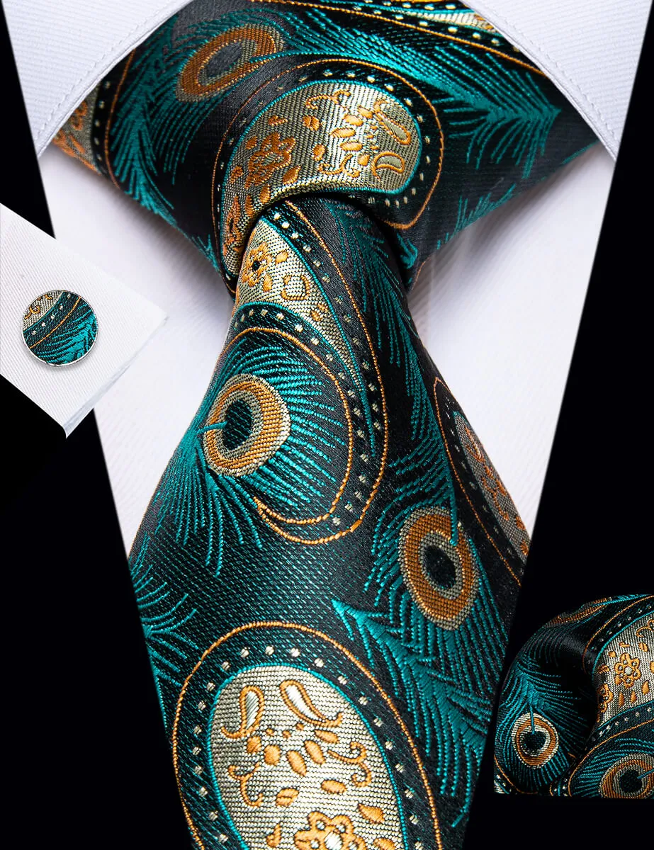 YourTies Stripeds Necktie Black White Jacquard Tie Hanky Cufflinks Set